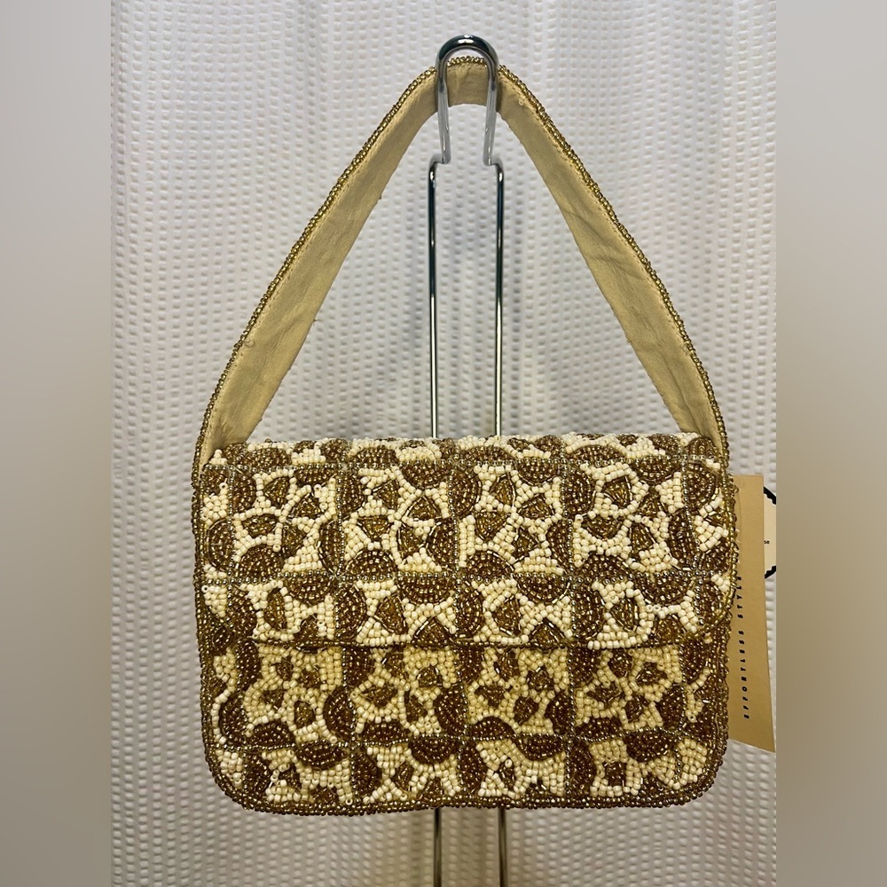 Viral Beaded Cream and Gold Beaded Bag…Ross